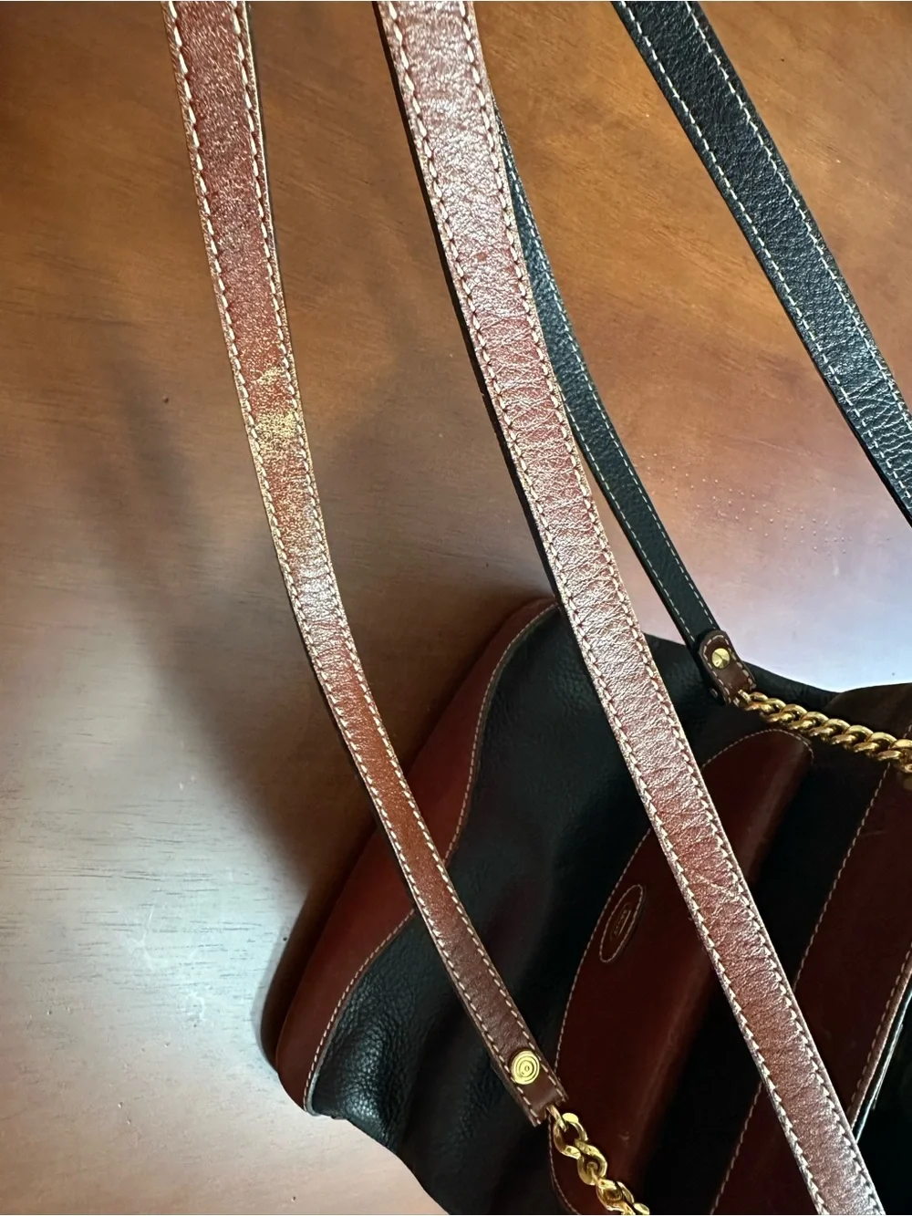 Bally Vintage Black/Brown Leather Shoulder Bag